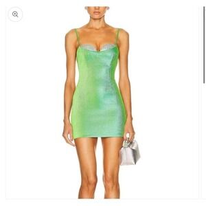 AREA CRYSTAL CUP MINI DRESS‎ Green Size 10